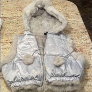 Two bebe rabbit fur / down vests